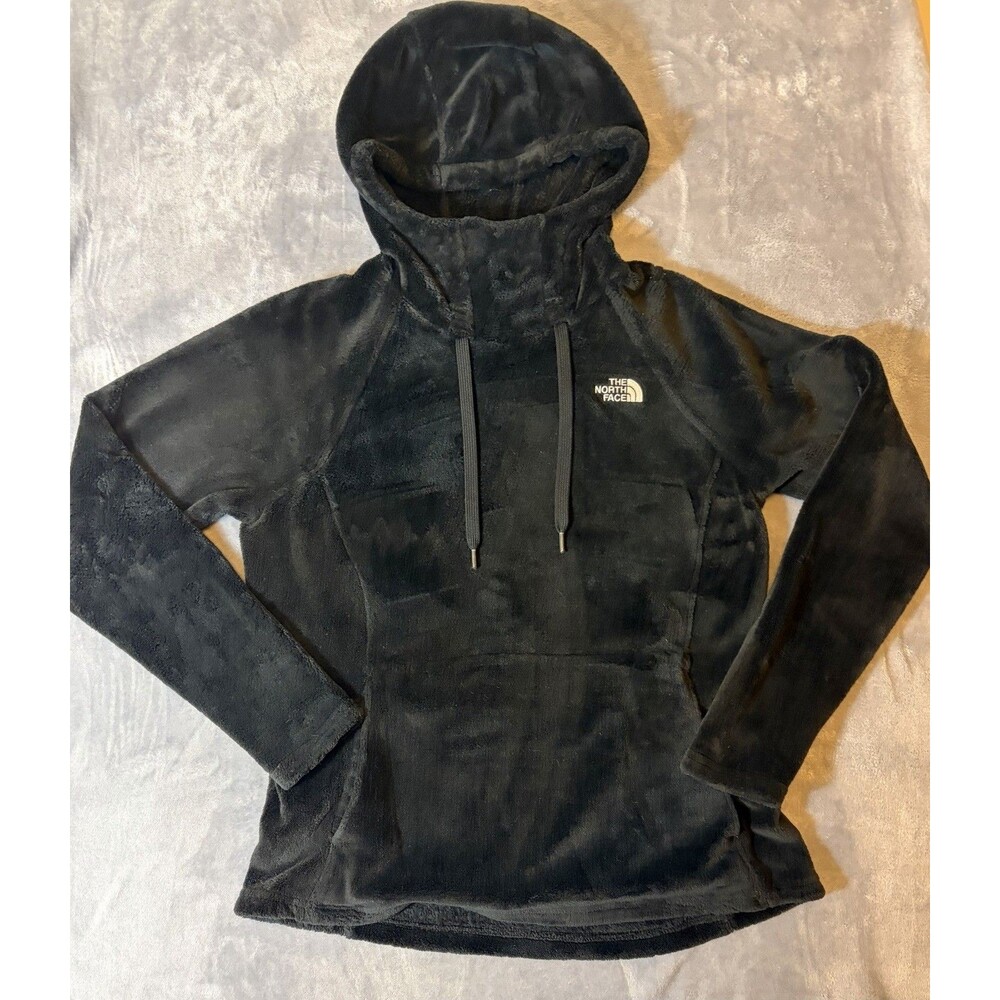 The North Face Bellarine Pull Over Hoodie Womens Size Large Black Plush EUC